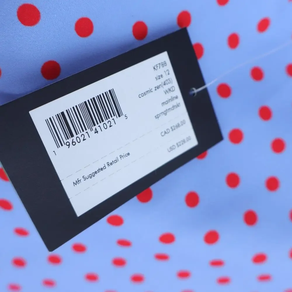 KATE SPADE Spring Time Dot Skirt NWT Midi Cosmic Zen Lavender Red Women's 12
